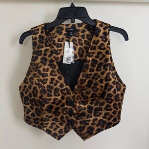 NWT Nasty Gal Brown Leopard Print Vest